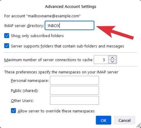 Advanced Account Settings Pop-up box